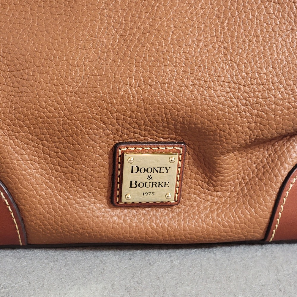 Dooney & Bourke Pebble Grain Leather Satchel Bag Caramel Brown Crossbody Handbag - Picture 13 of 16